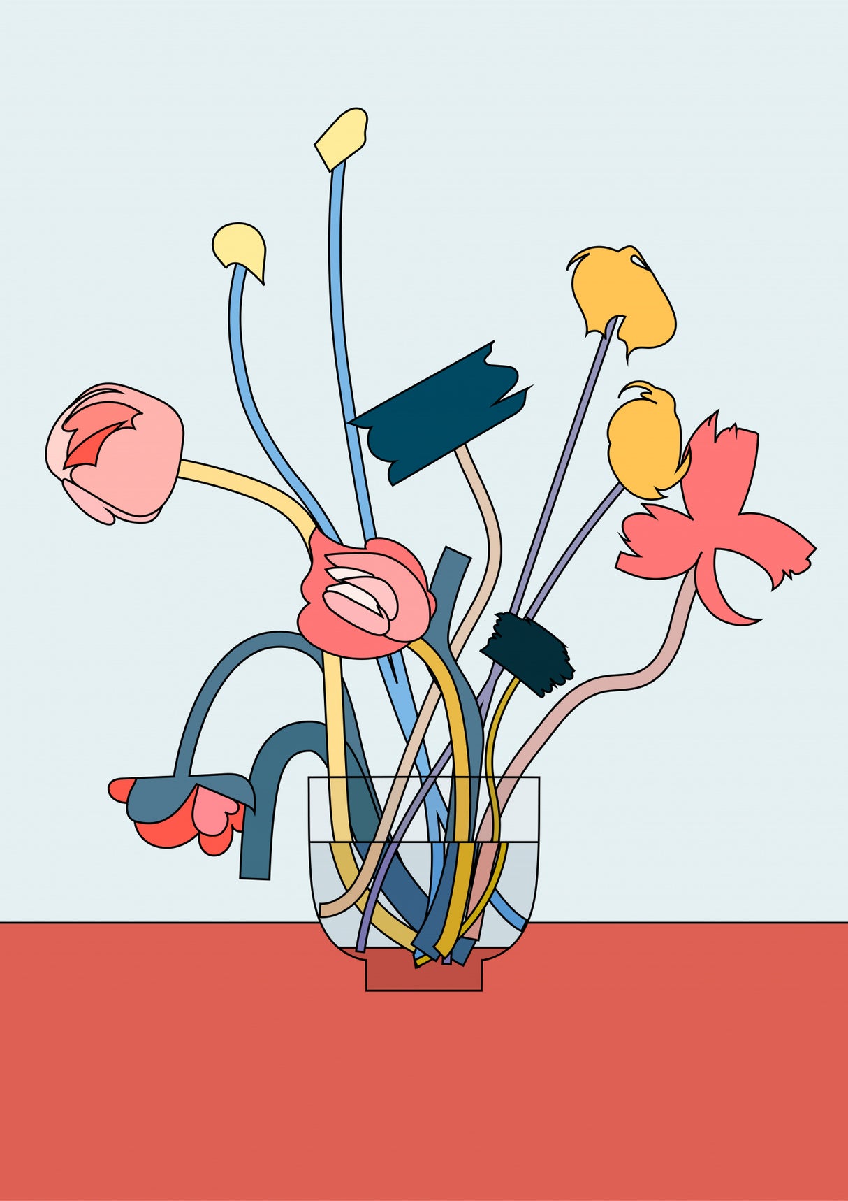 Flowers in a glass vase Poster och Canvastavla