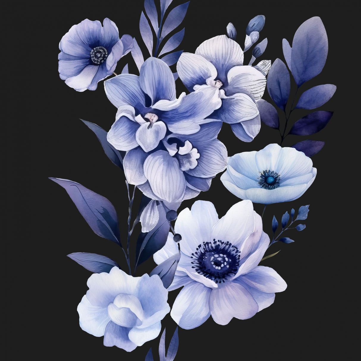 Denim Floral Transparent 4.png Poster och Canvastavla