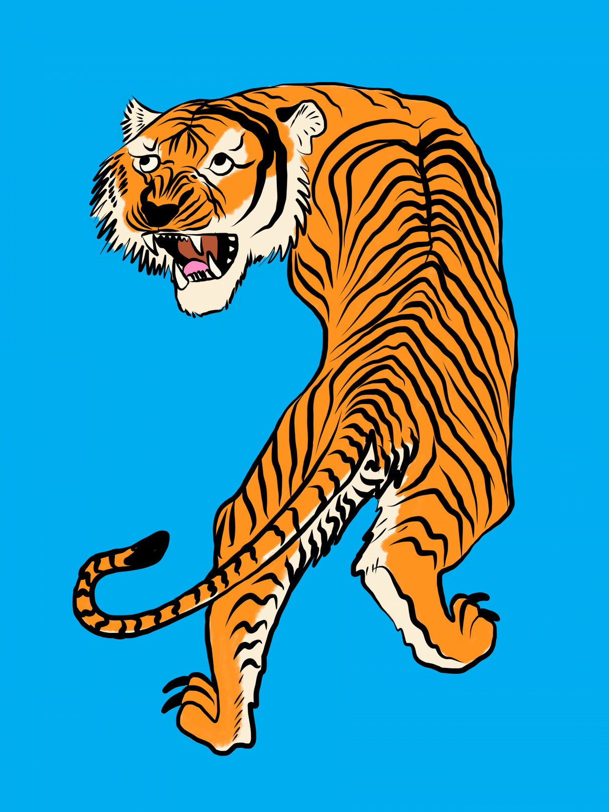Tiger In Orange and Blue Poster och Canvastavla