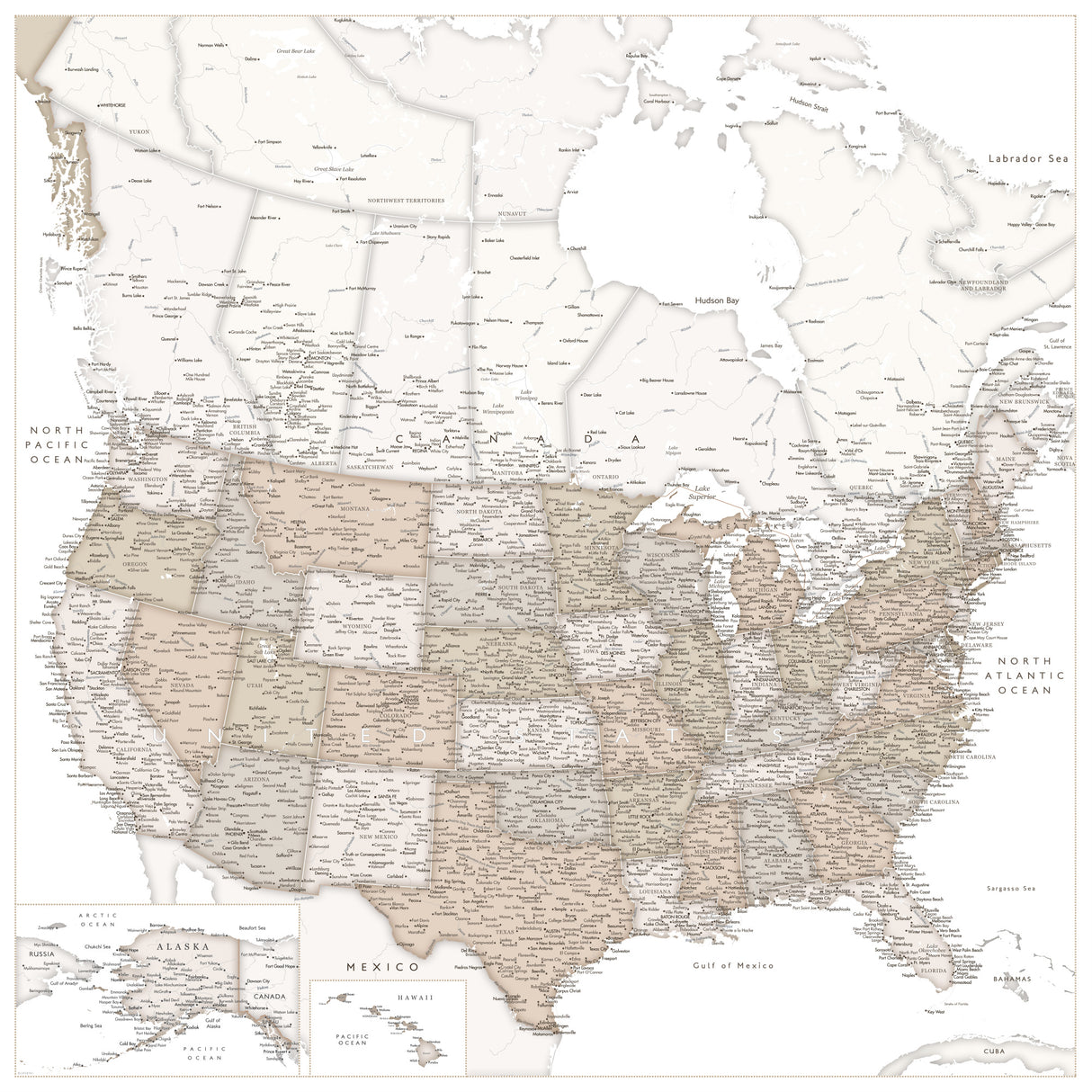 Highly detailed map of the United States, Louie Poster och Canvastavla