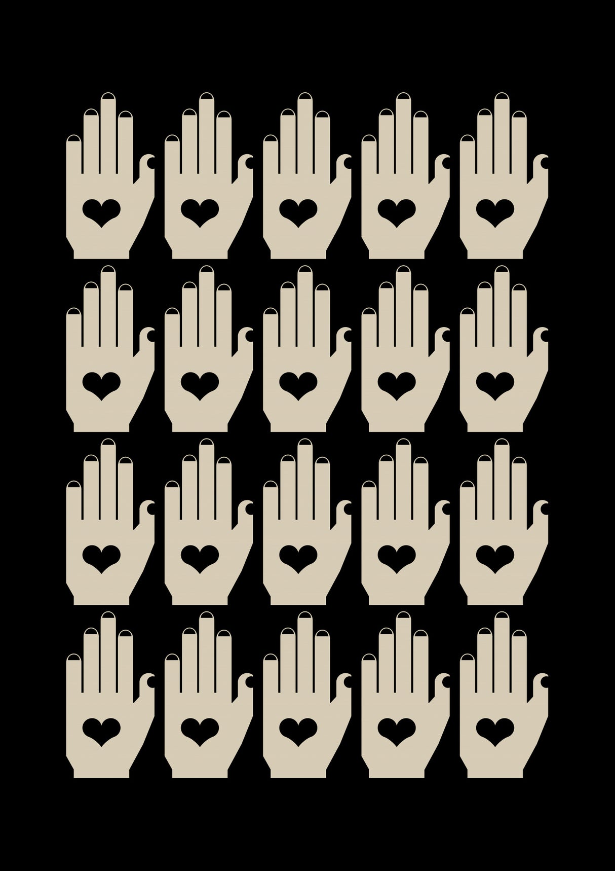 Retro Hands Black Poster och Canvastavla