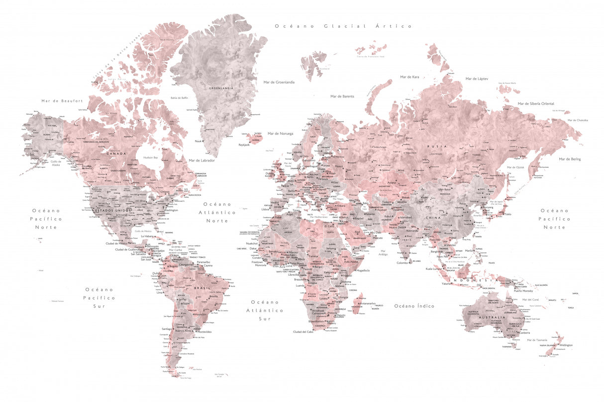 Piper world map in Spanish Poster och Canvastavla