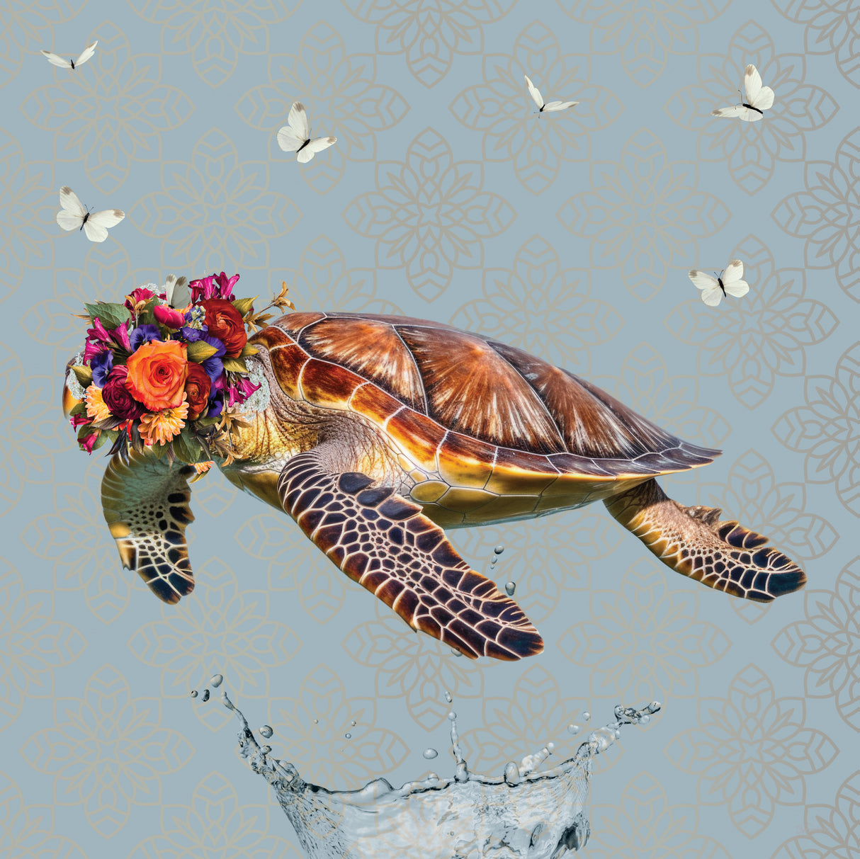 Spring Flower Bonnet On Turtle Poster och Canvastavla