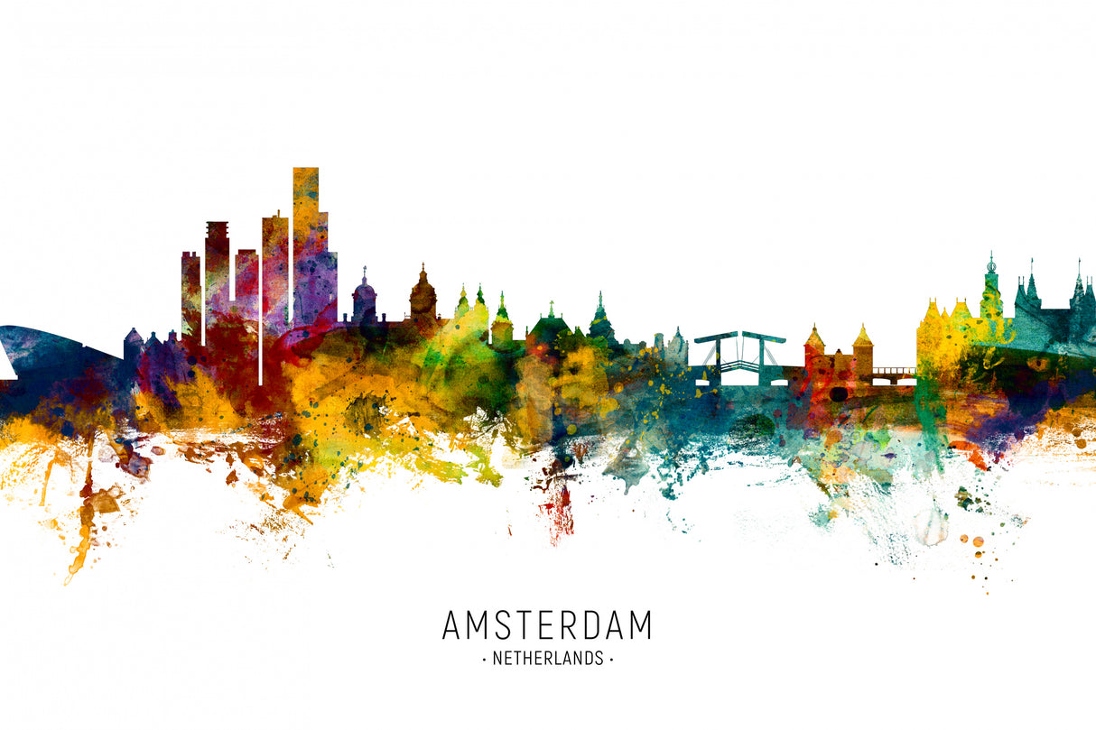 Amsterdam The Netherlands Skyline Poster och Canvastavla