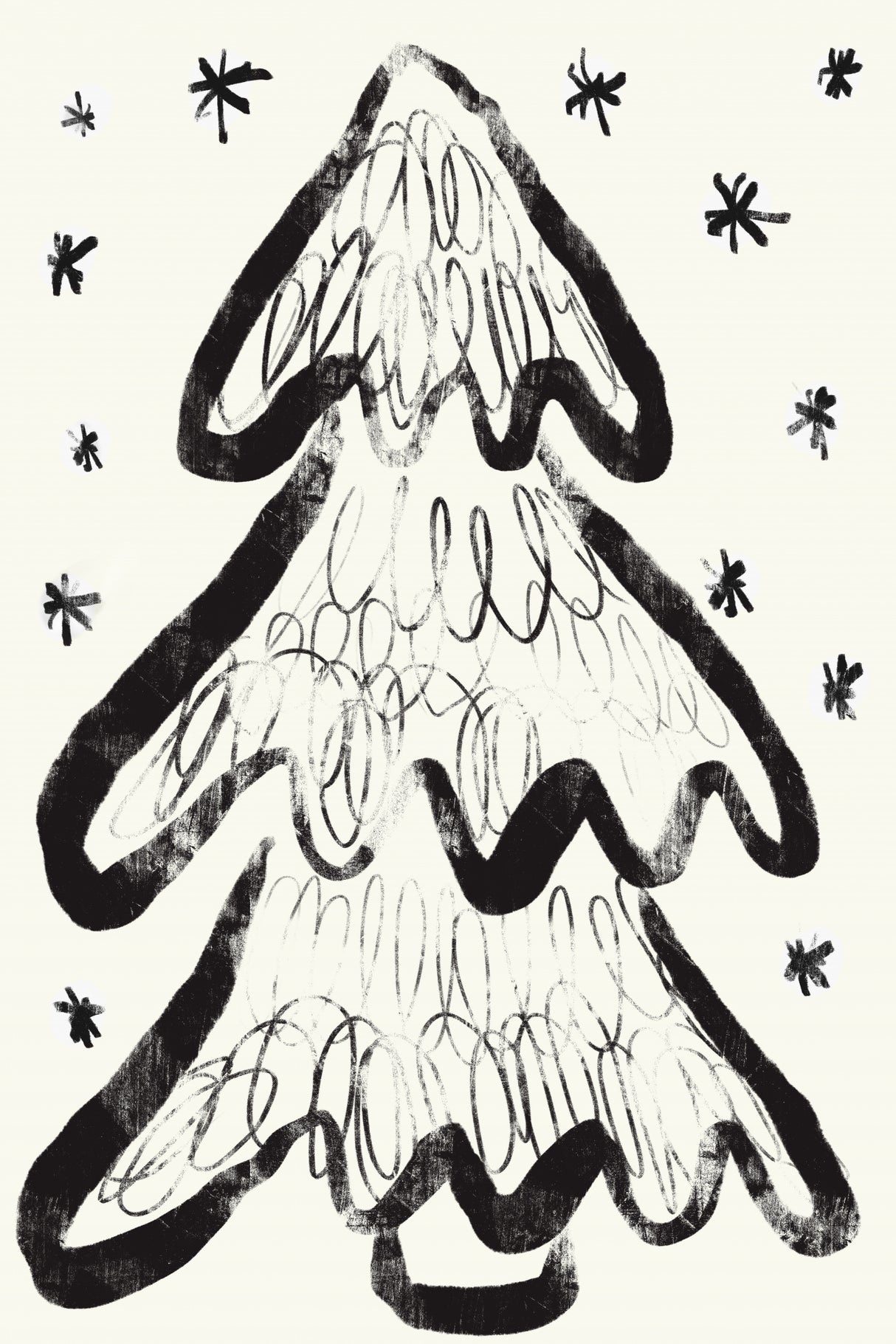 Christmastreeandsnow Palewhite Poster och Canvastavla