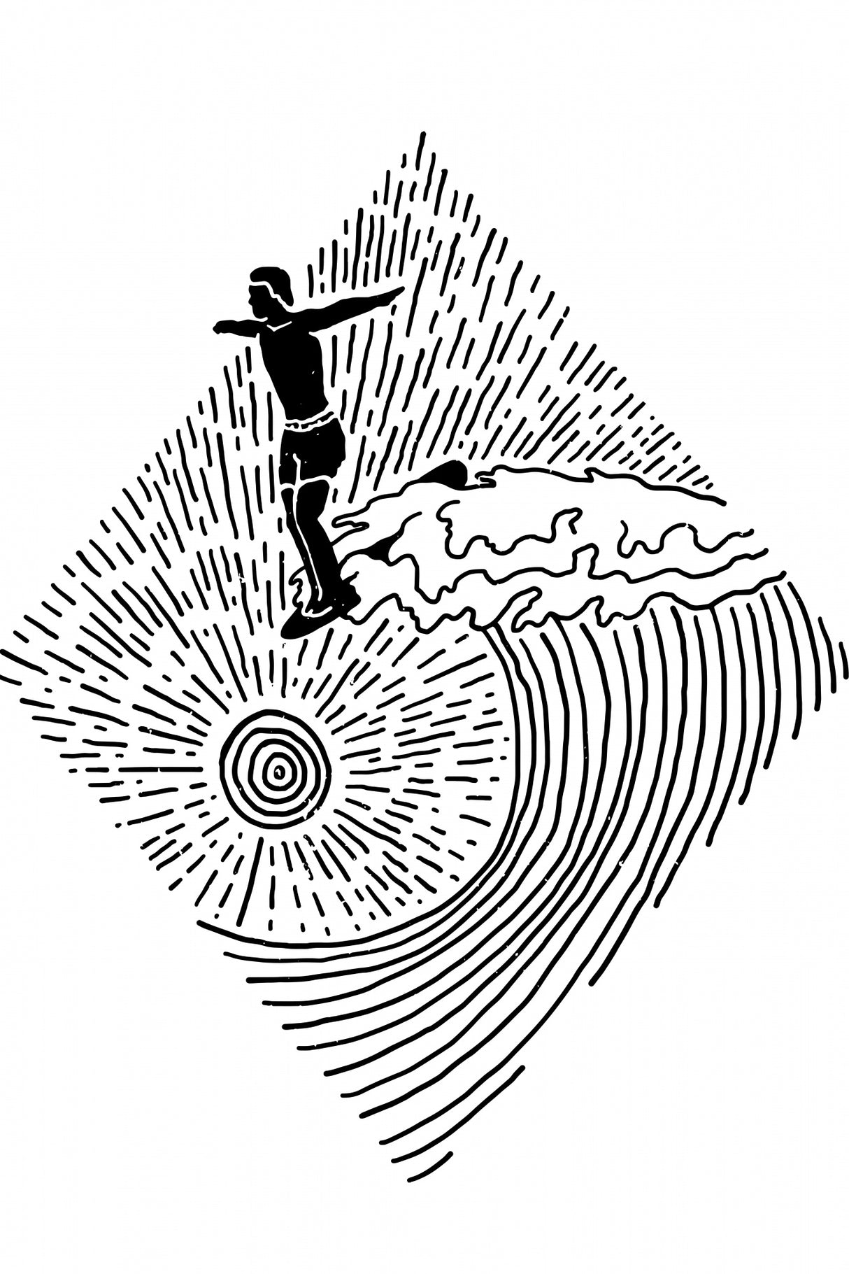 Surfer Line Drawing Poster och Canvastavla