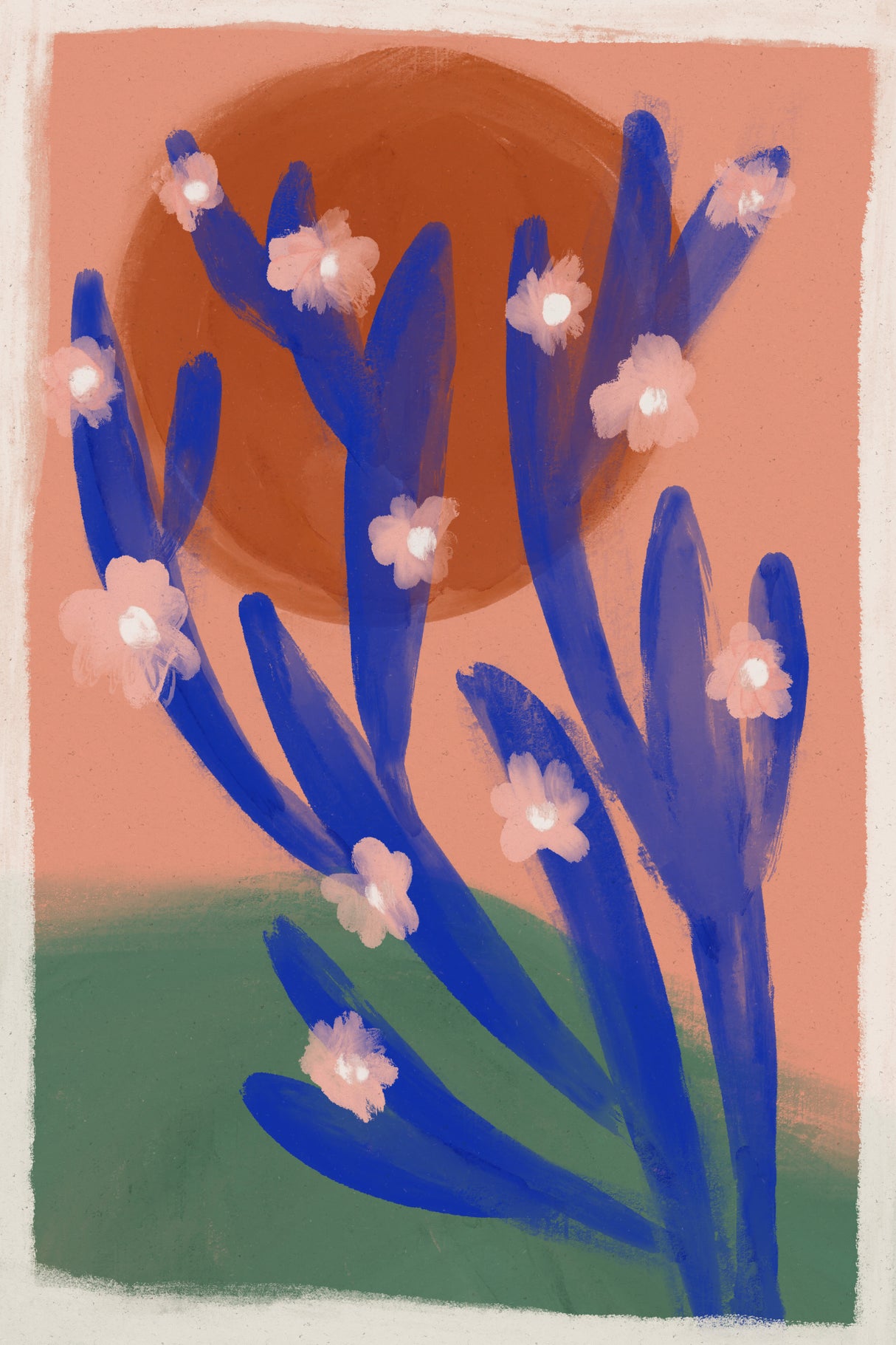 Blue Desert Cactus Poster och Canvastavla