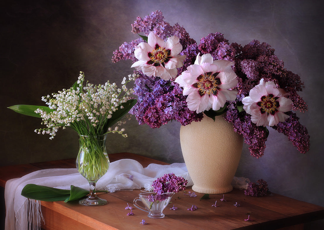 Spring still life with a bouquet of peonies Poster och Canvastavla