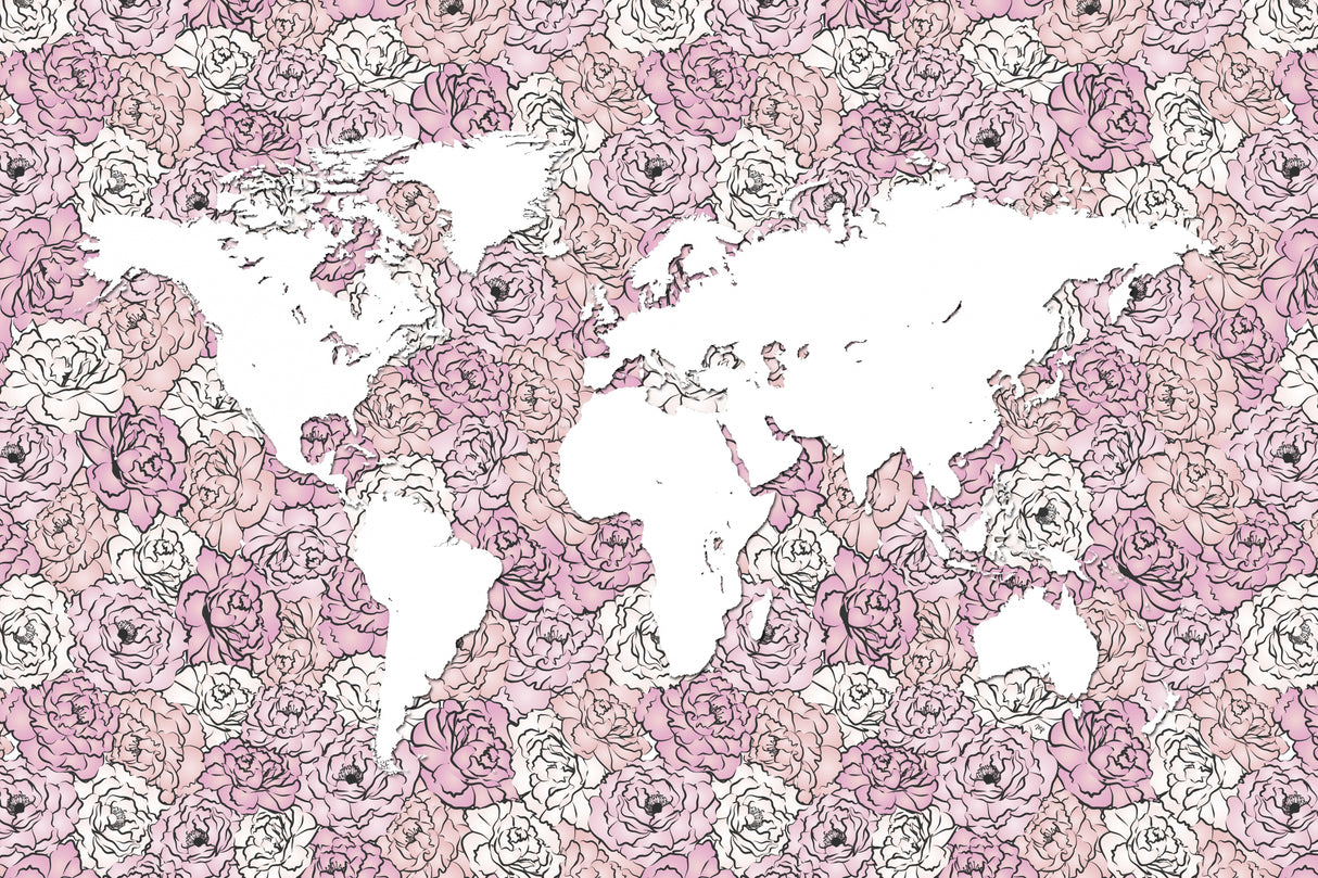 Pink Map Poster och Canvastavla