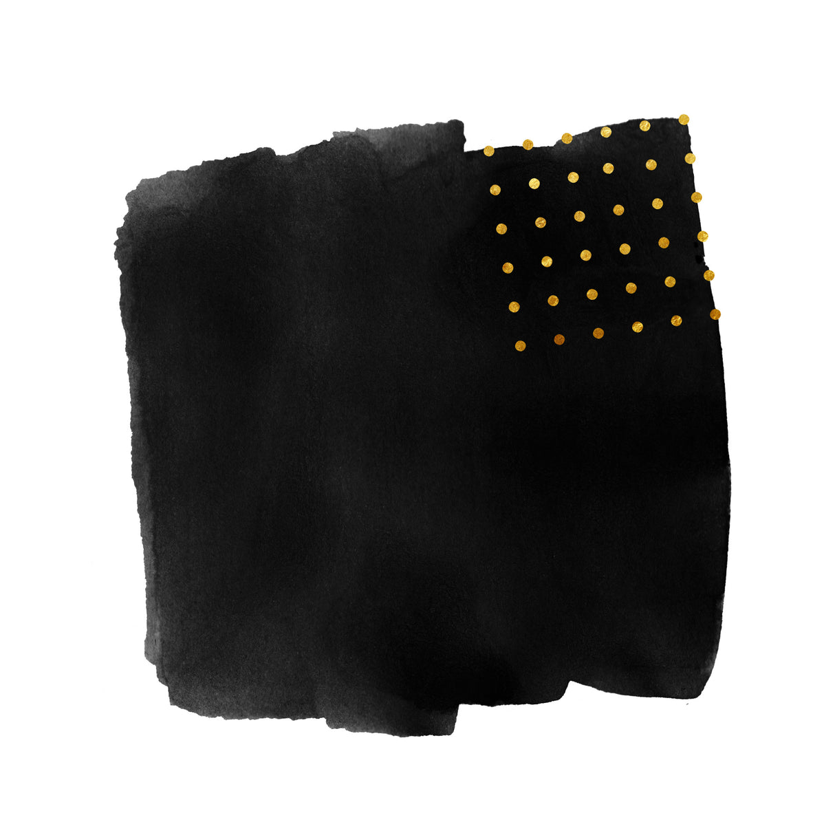Black Abstract Watercolor Brushstroke With Gold Polka Dots Poster och Canvastavla