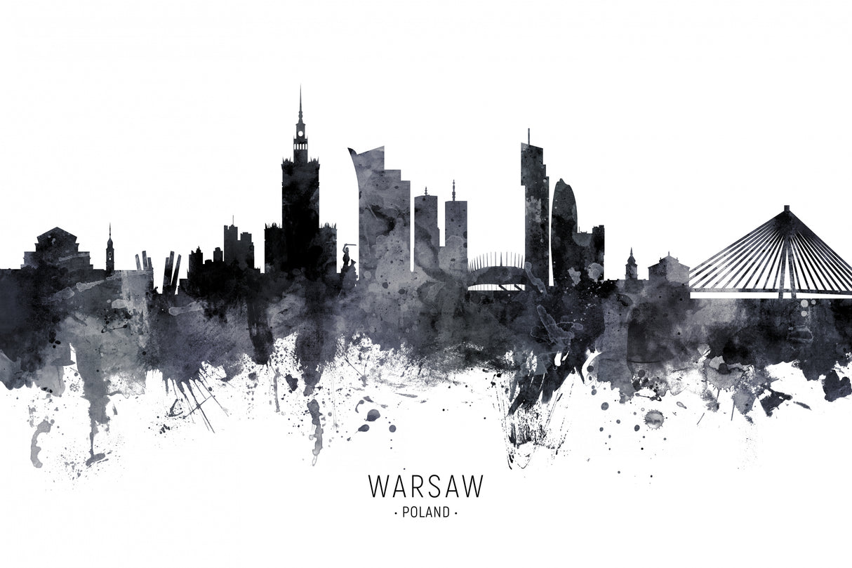 Warsaw Poland Skyline Poster och Canvastavla