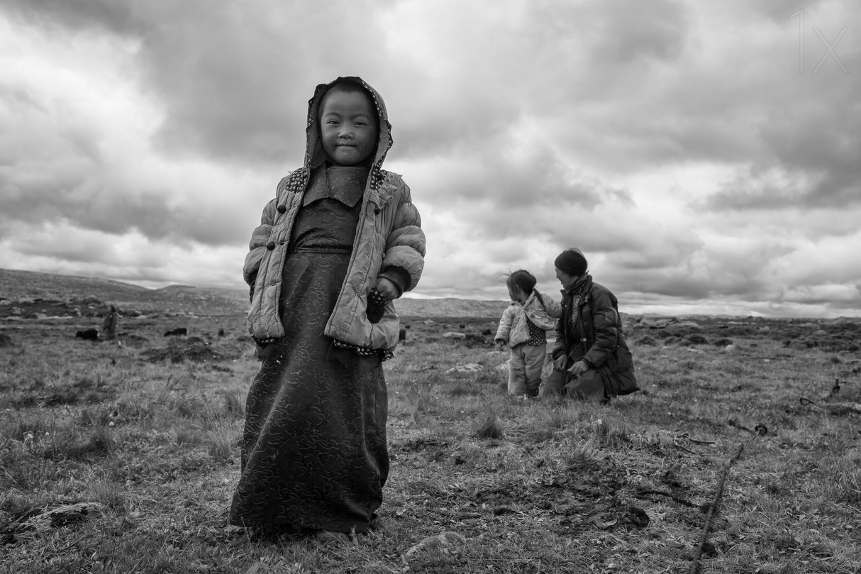 One child from herdsman's family Poster och Canvastavla
