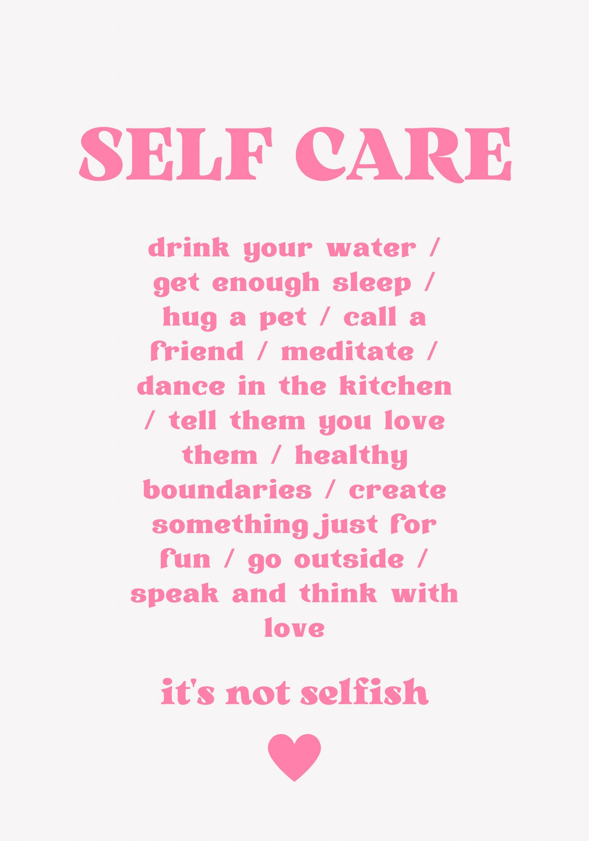 Self Care Poster och Canvastavla