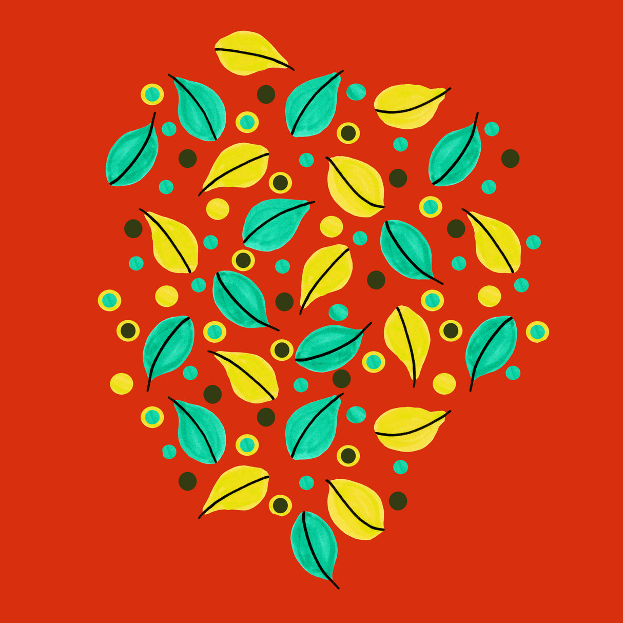 Fallen Leaves On Orange Poster och Canvastavla