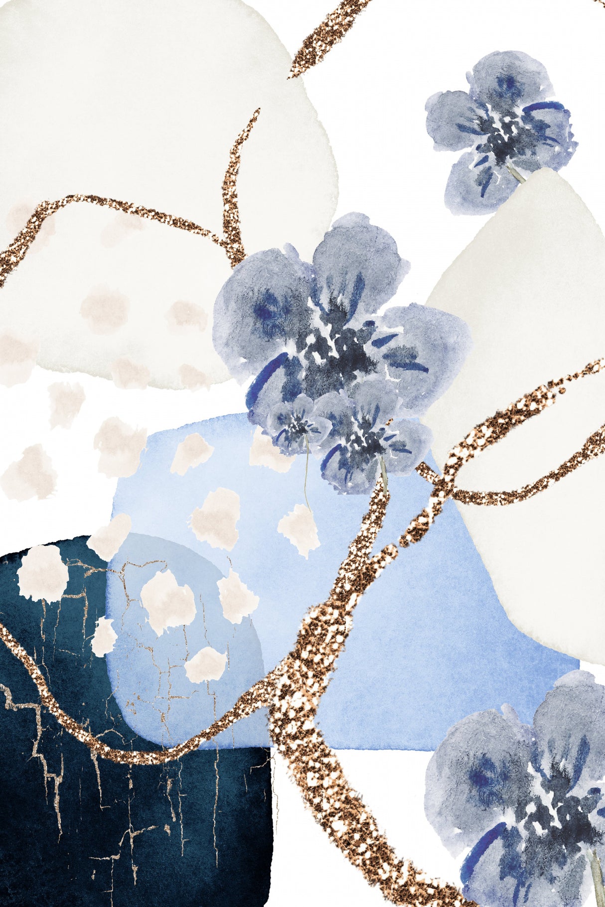 Floral Blue-3 Poster och Canvastavla