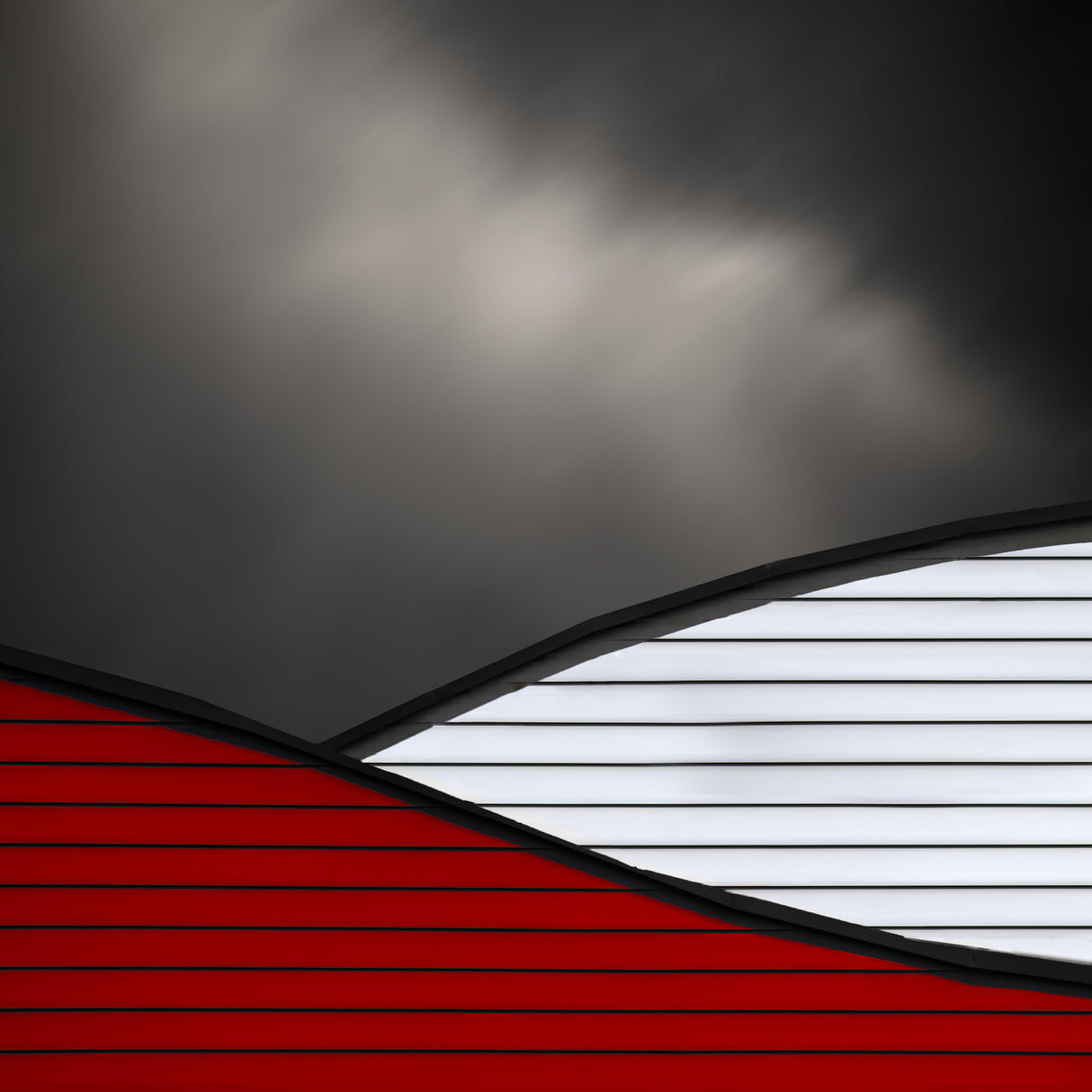 Wavy red white roof Poster och Canvastavla