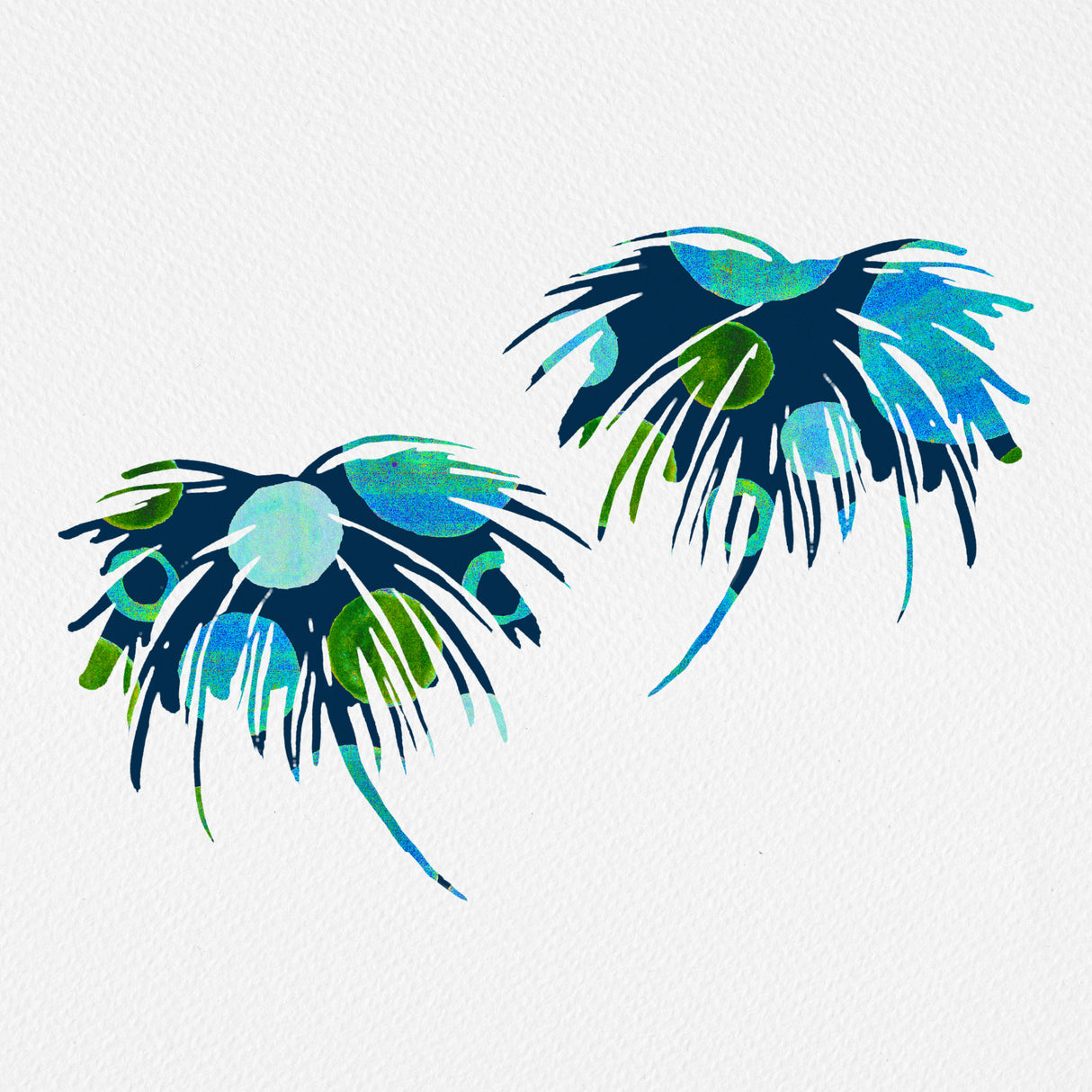 Tropical Palm Tree Blue Circle Abstract Poster och Canvastavla
