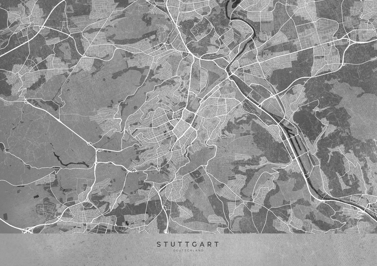 Gray vintage map of Stuttgart downtown Germany Poster och Canvastavla