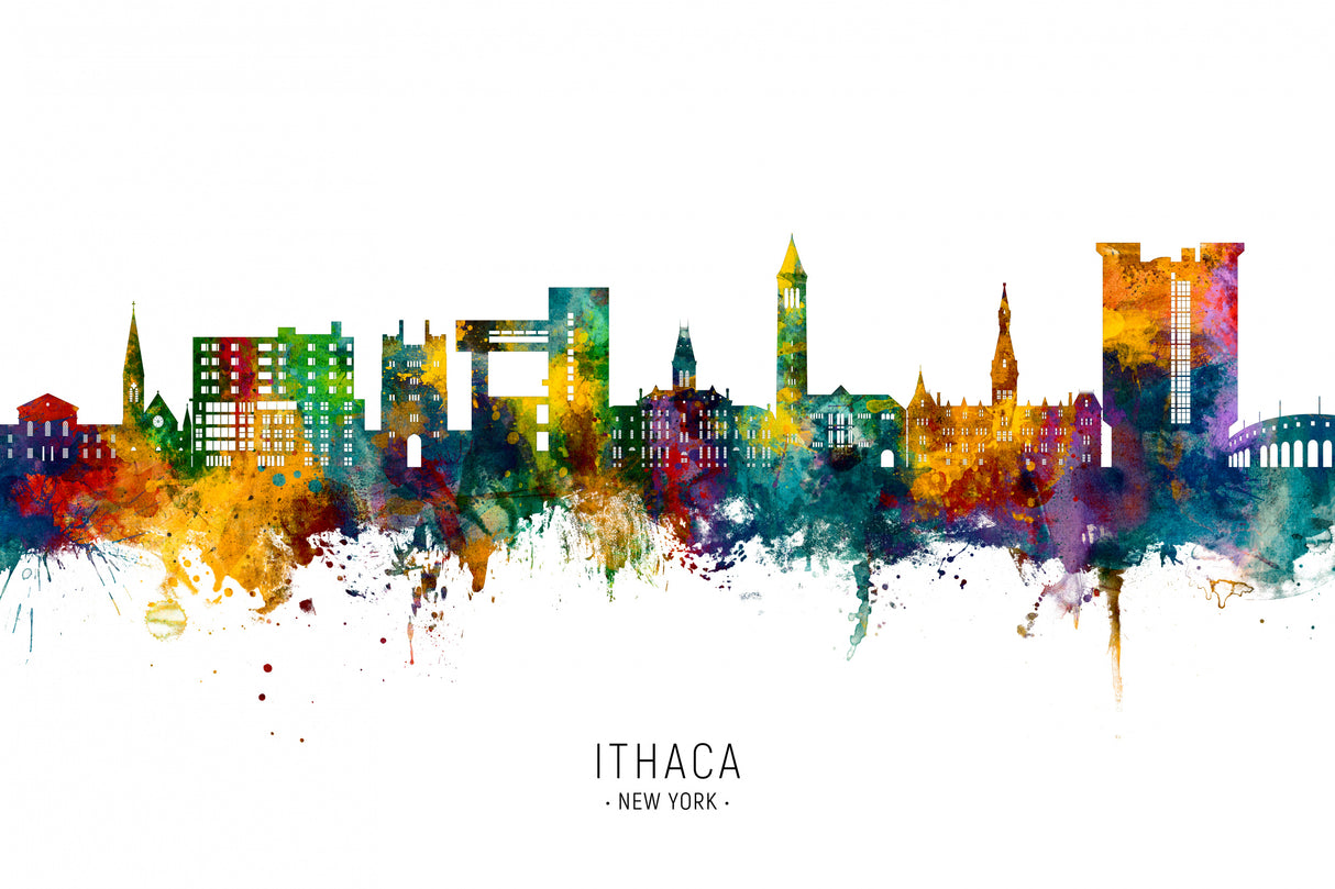 Ithaca New York Skyline Poster och Canvastavla