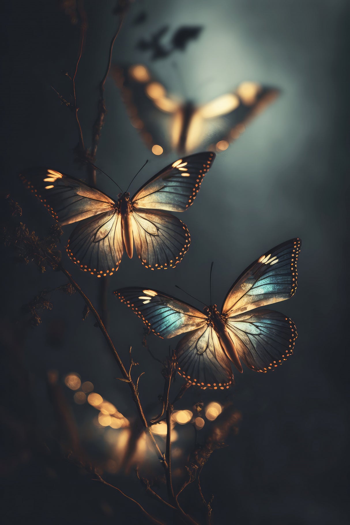 Glowing Butterflies Poster och Canvastavla