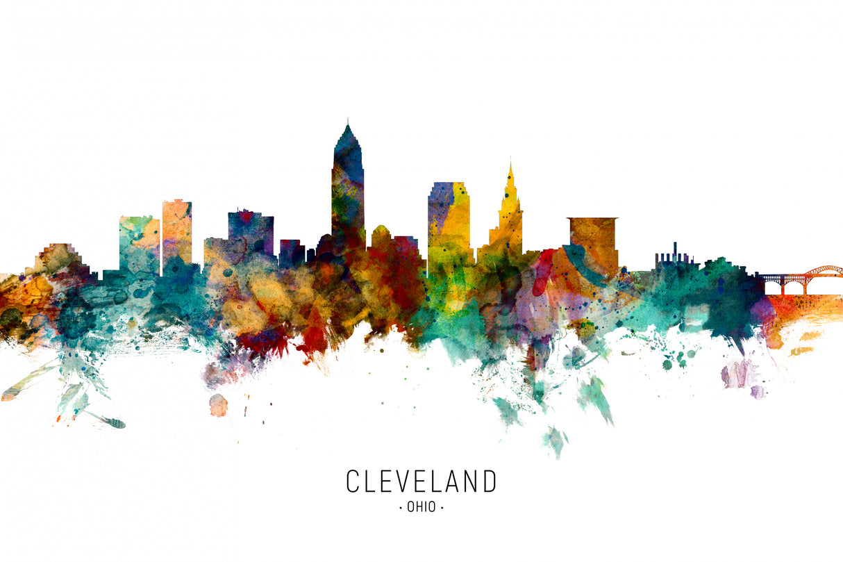 Cleveland Ohio Skyline Poster och Canvastavla