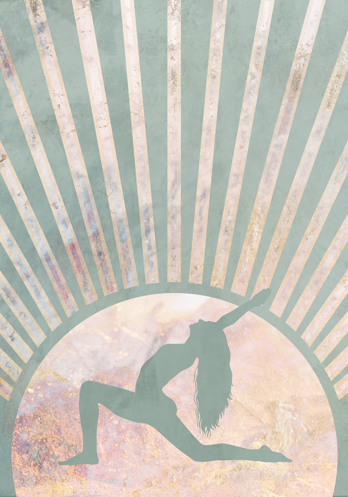 Yoga Boho Sun Rise Green 6 Poster och Canvastavla