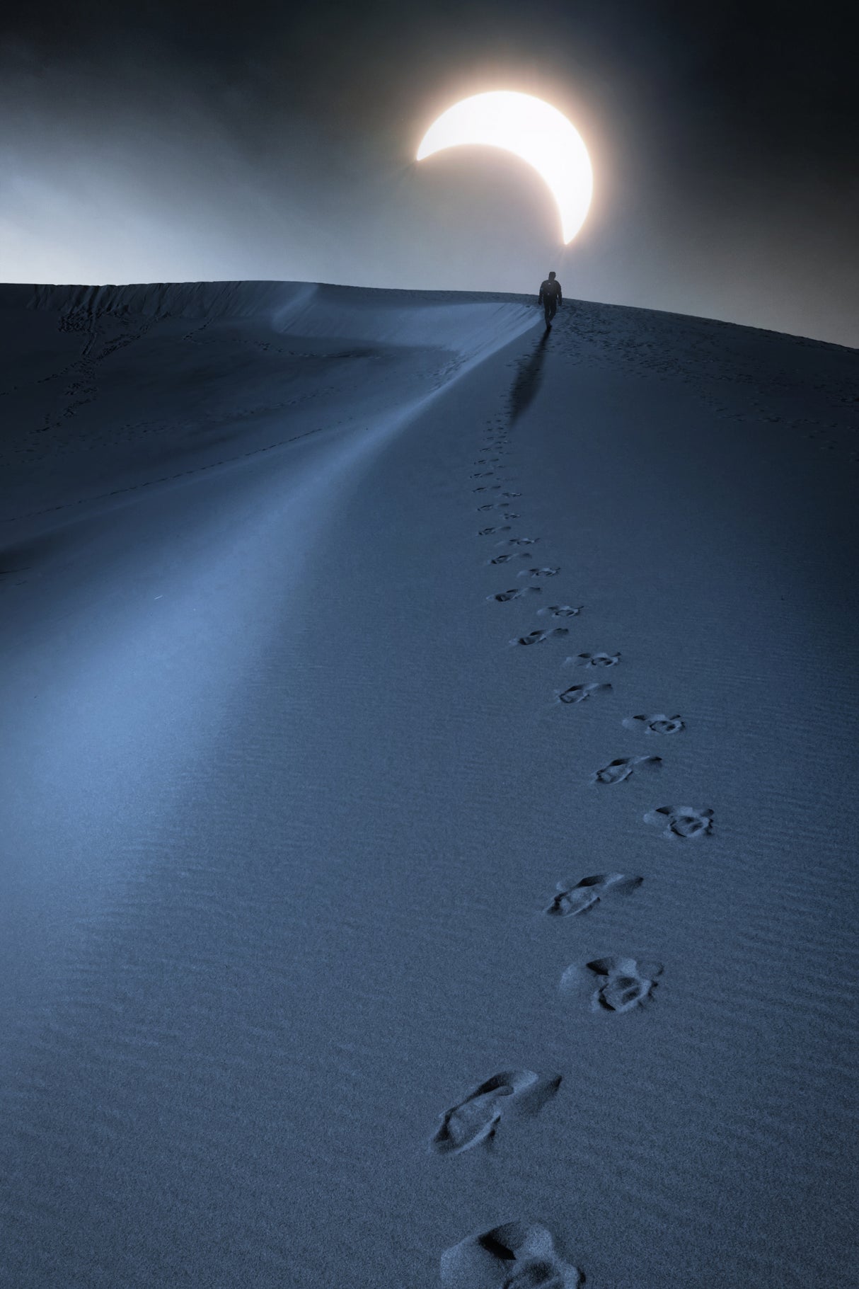 Walking under the silver sand moon Poster och Canvastavla