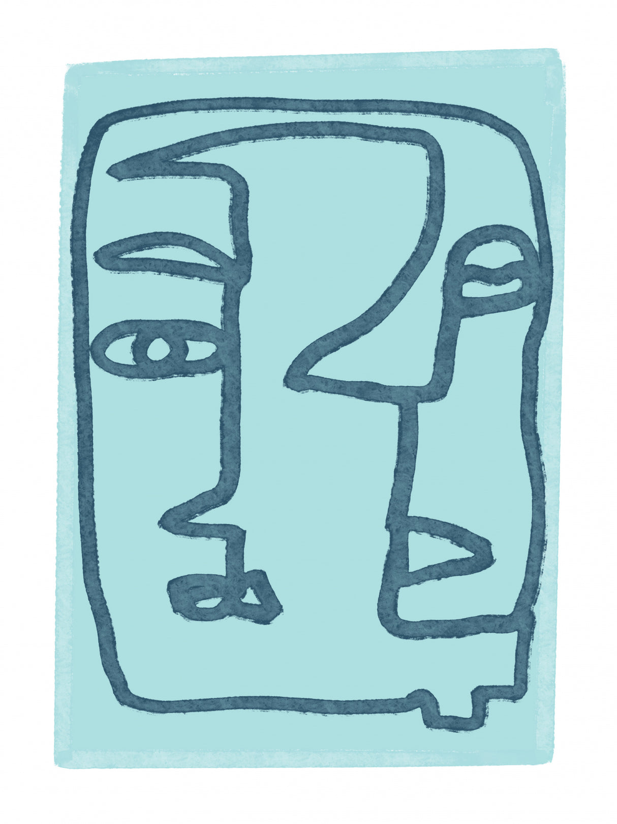 Blue Abstract Faces Poster och Canvastavla