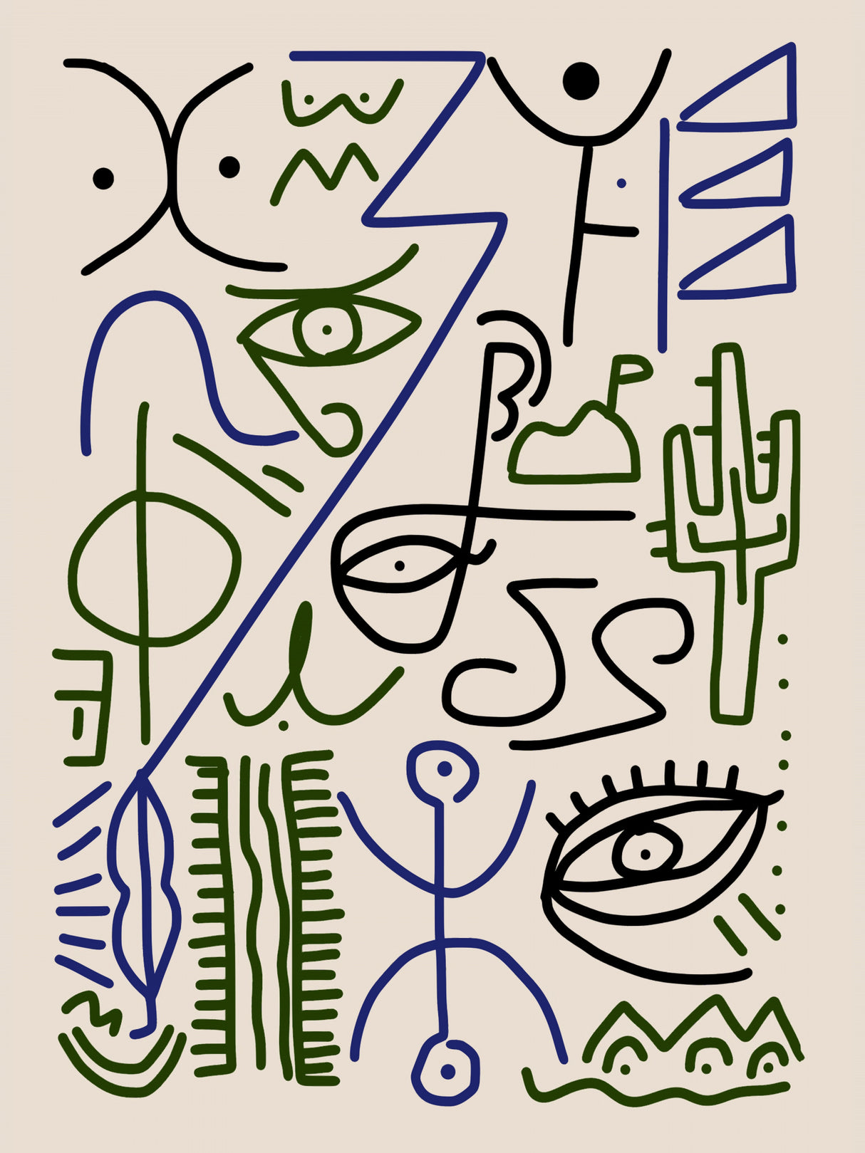 Line Art Bizarre Village Symbol Poster och Canvastavla