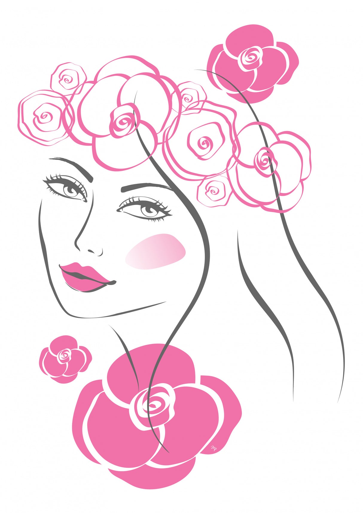 Pink Flowers Poster och Canvastavla