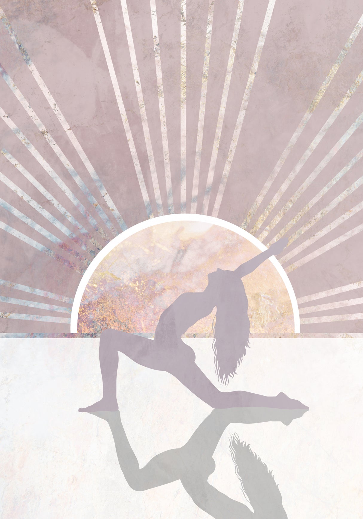 Pink Gold Sun Yoga 4 Poster och Canvastavla