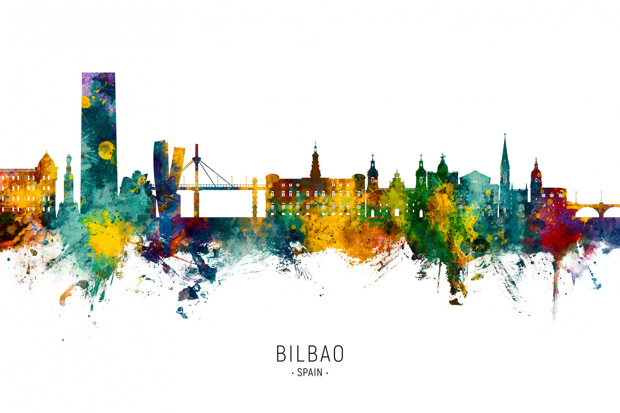 Bilbao Spain Skyline Poster och Canvastavla