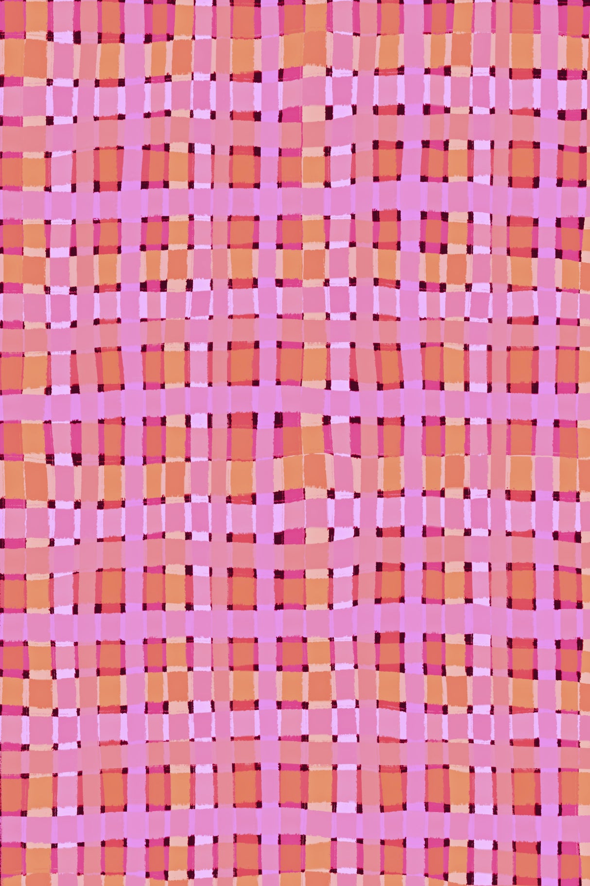Pink Plaid Poster och Canvastavla