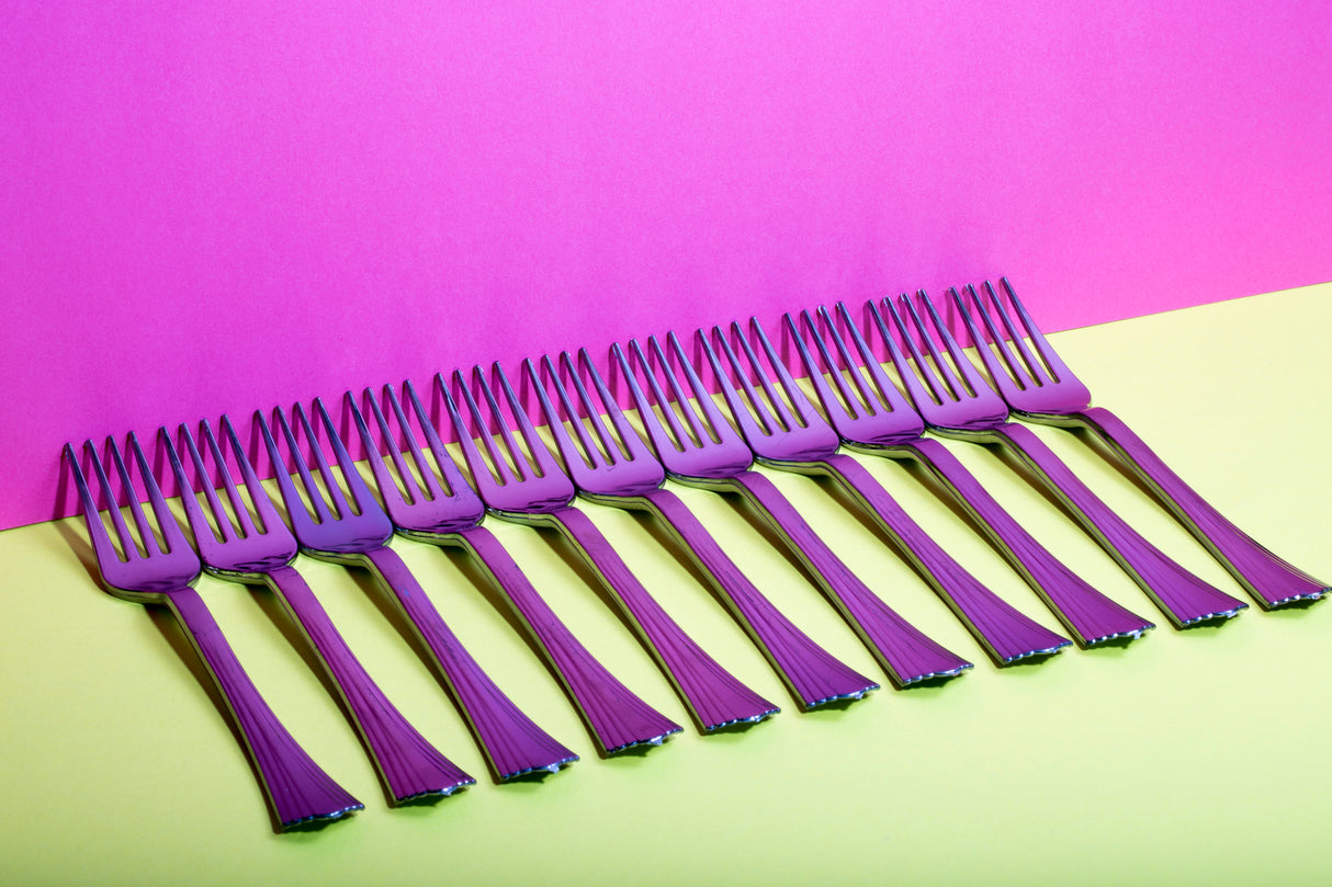 Abstract still-life with forks on a colorful background Poster och Canvastavla