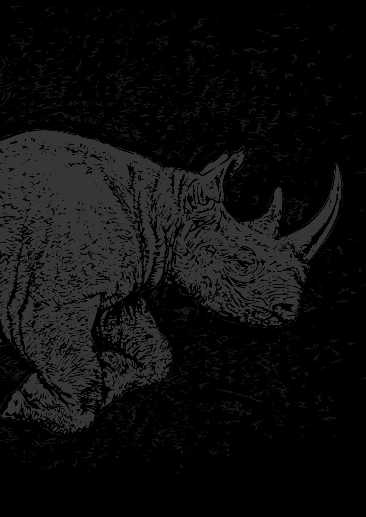 Black Rhino Charging Poster och Canvastavla