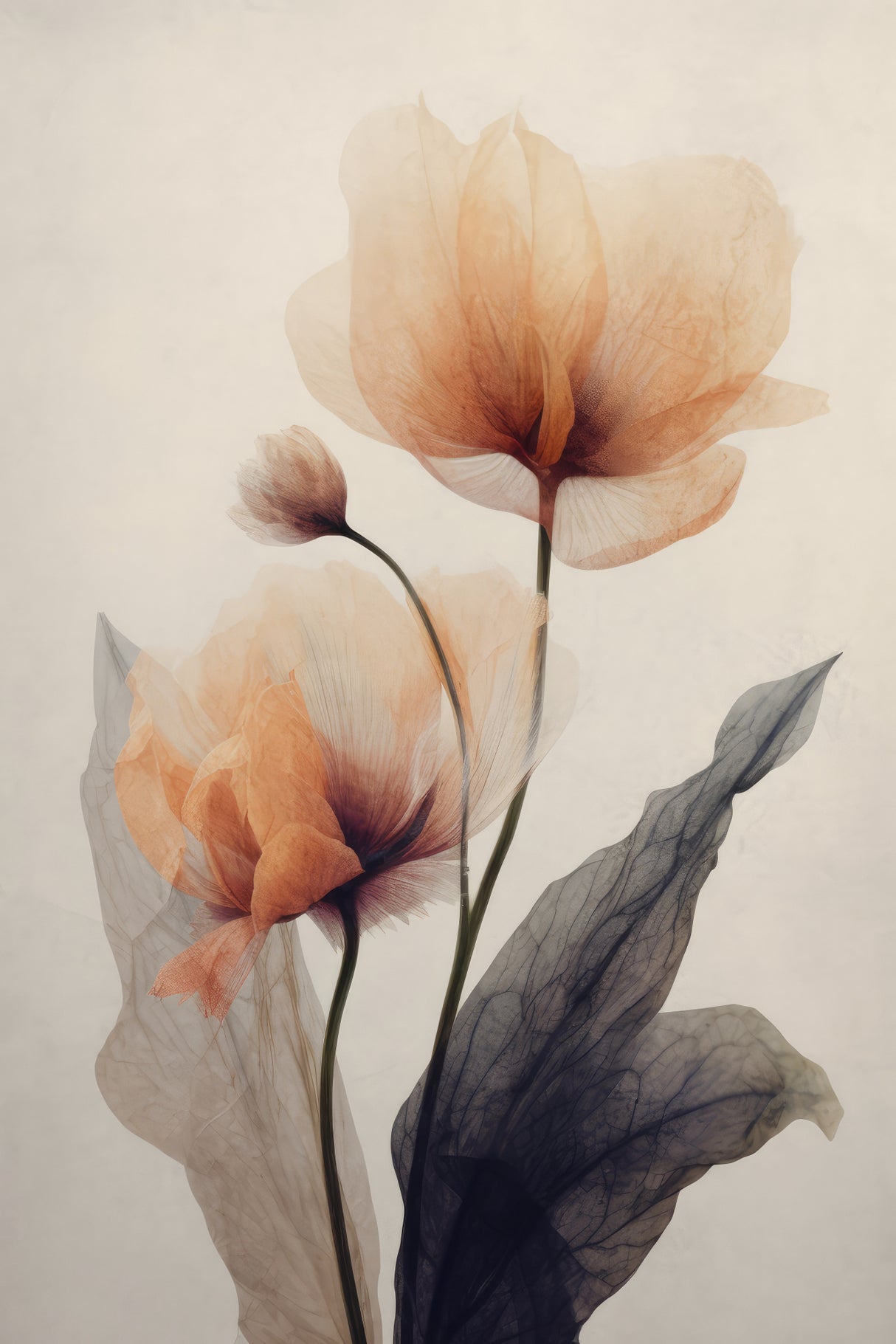 Parchment Flowers No 6 Poster och Canvastavla