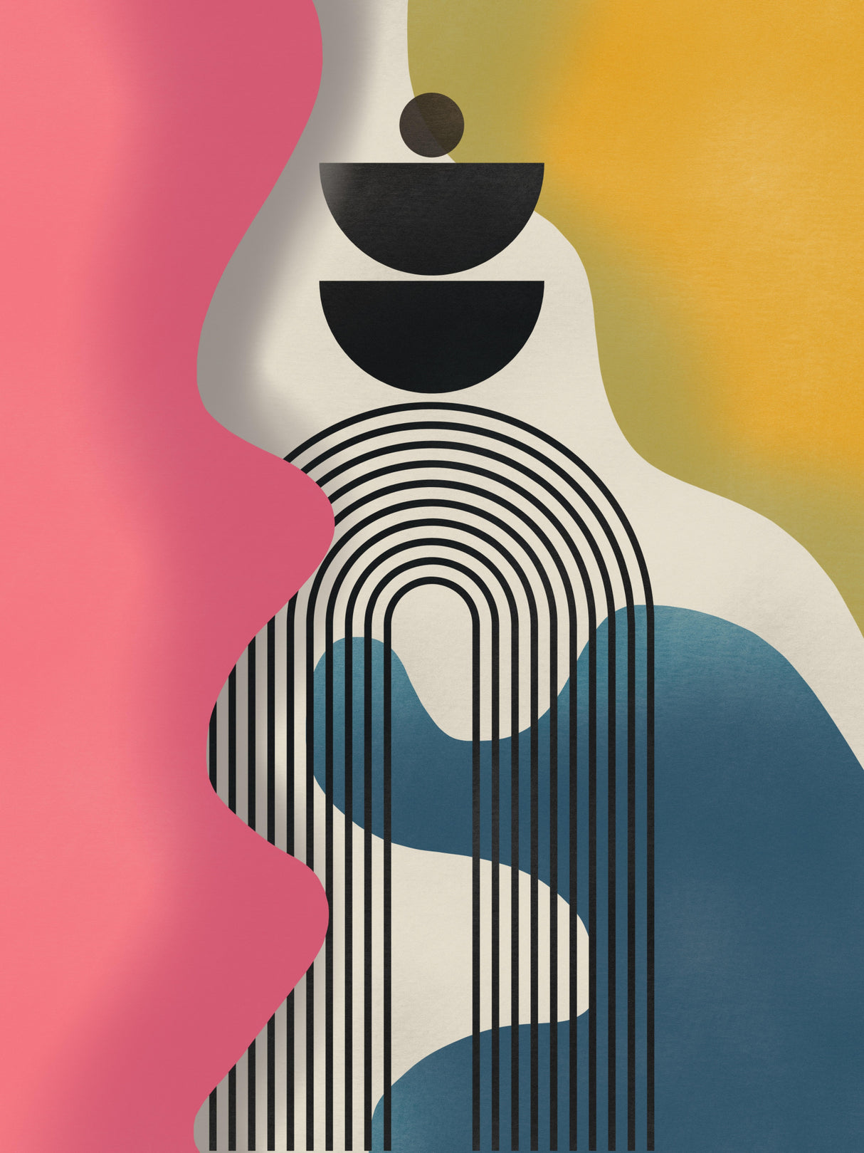 Mid Century Geometric Tricolor Poster och Canvastavla