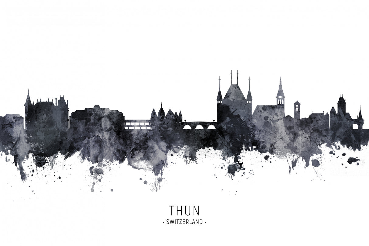 Thun Switzerland Skyline Poster och Canvastavla