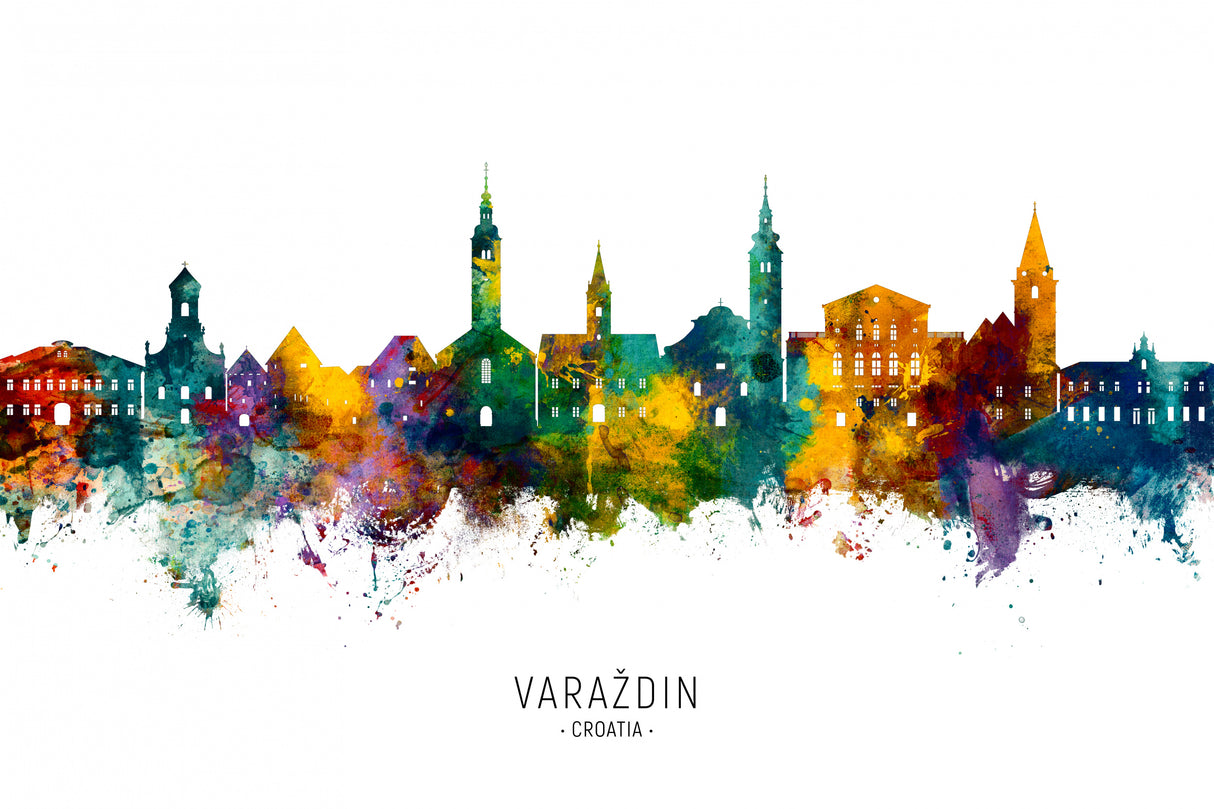 Varaždin Croatia Skyline Poster och Canvastavla