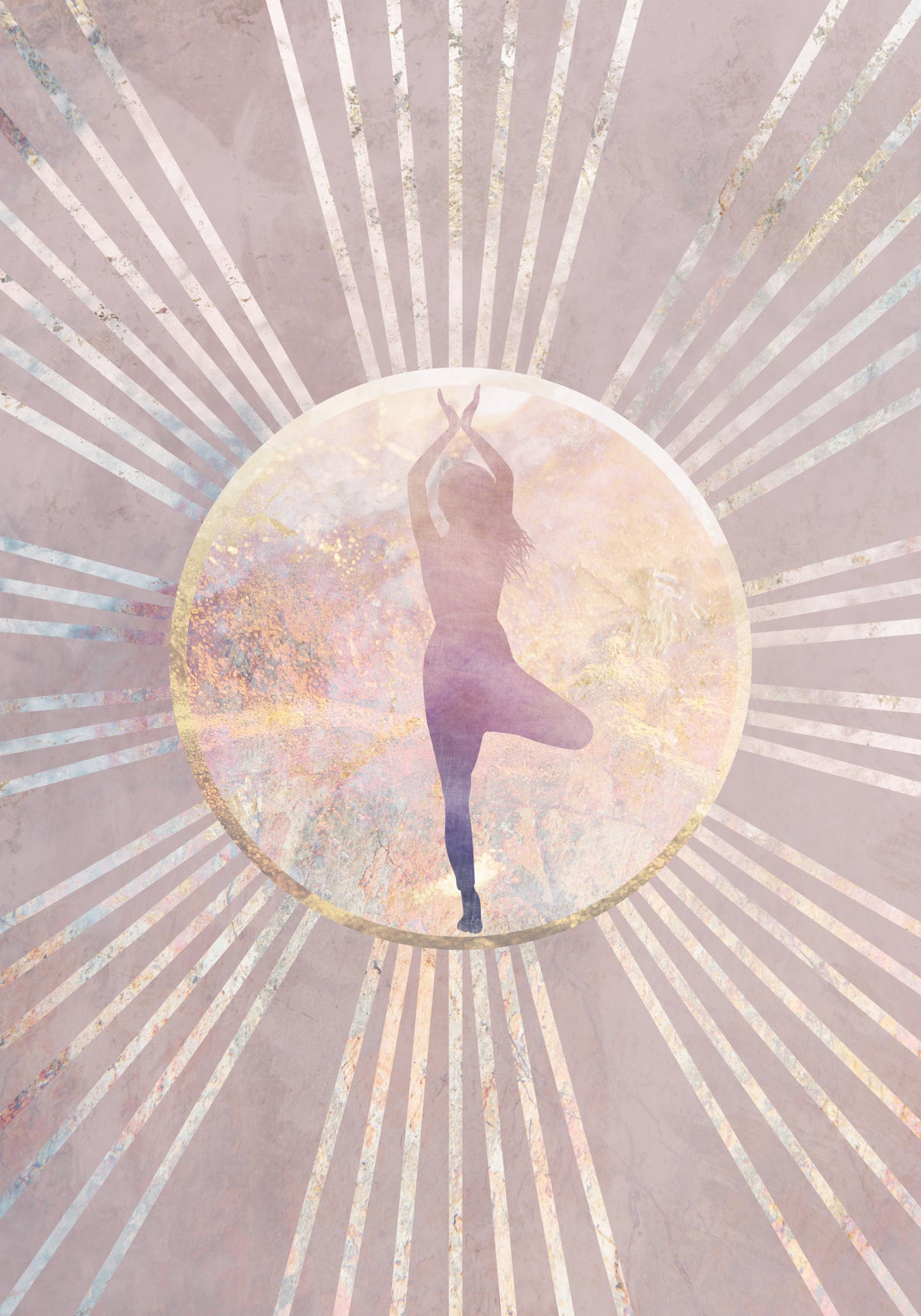 Sun Boho Yoga Pink 4 Poster och Canvastavla