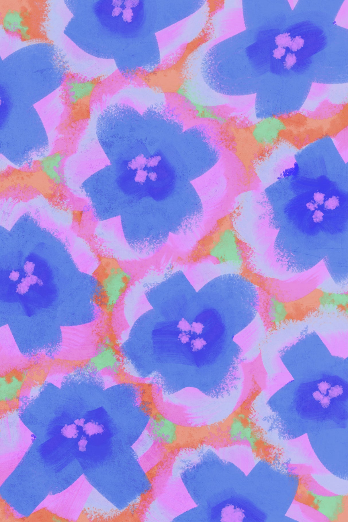 Purple Flowers Pattern Poster och Canvastavla
