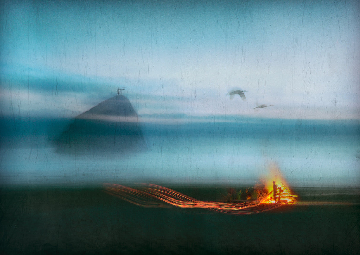 Bonfire on the beach Poster och Canvastavla