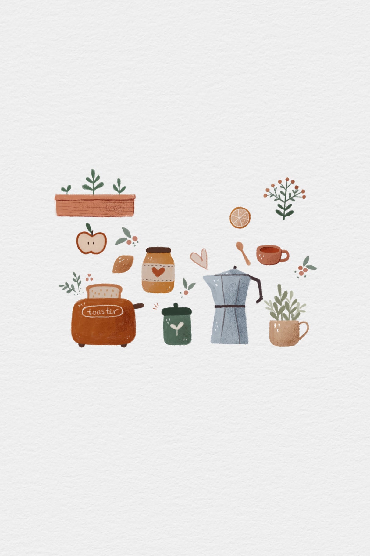 Kitchen Set Illustration Poster och Canvastavla