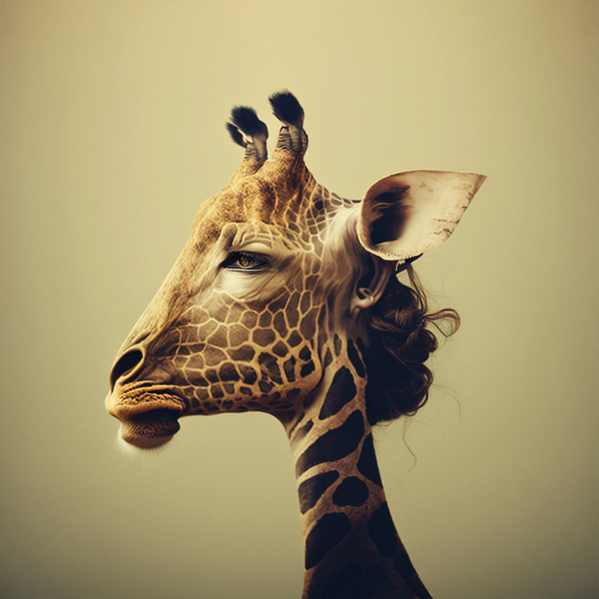 Giraffe Woman Poster och Canvastavla