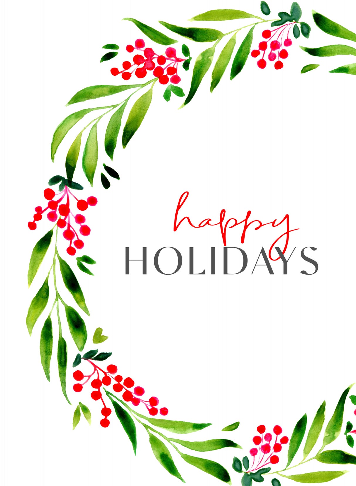 Happy holidays watercolor wreath Poster och Canvastavla