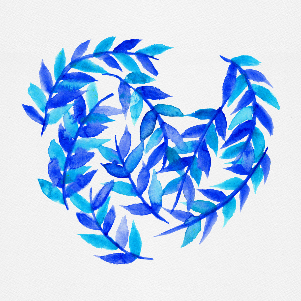 Leaves Curved Blue Poster och Canvastavla
