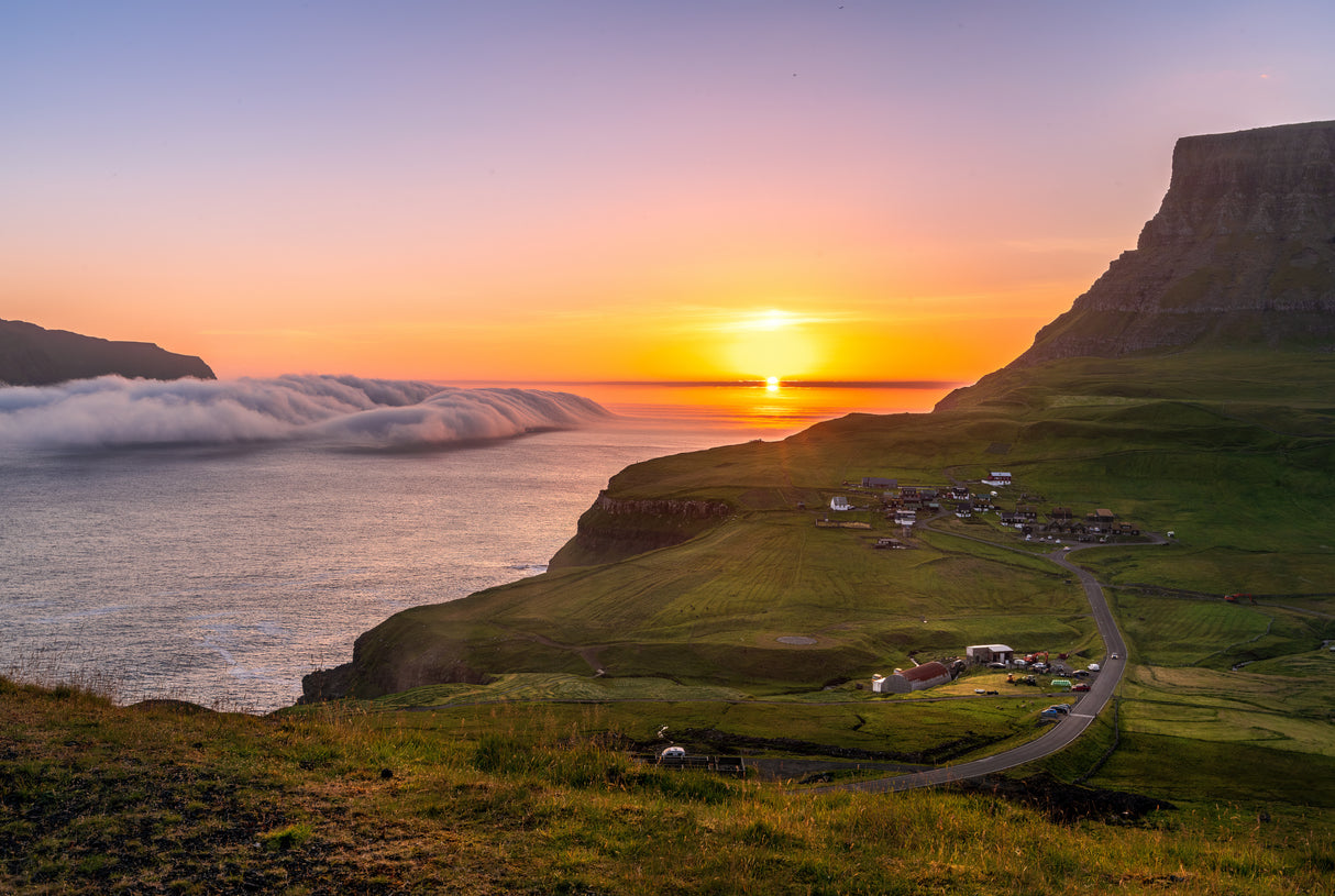 Chasing Sunset at Gasadalur Poster och Canvastavla