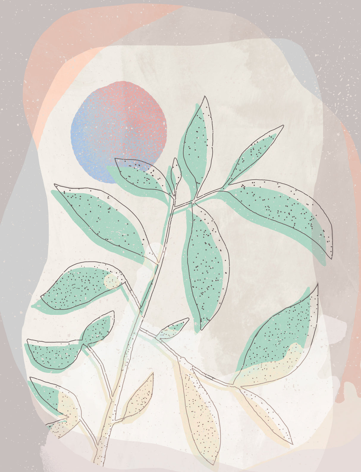 Pastel Leaves Poster och Canvastavla