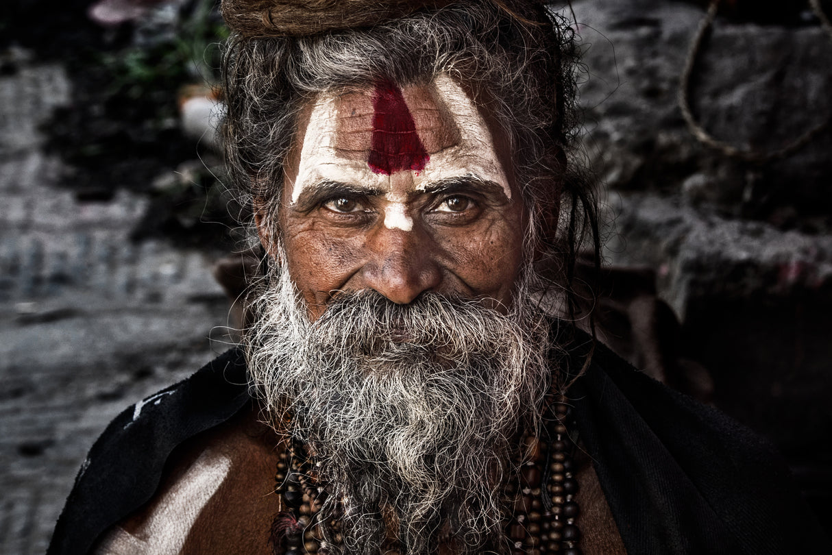 Sadhu at the Pashupatinath Temple - Kathmandu Poster och Canvastavla