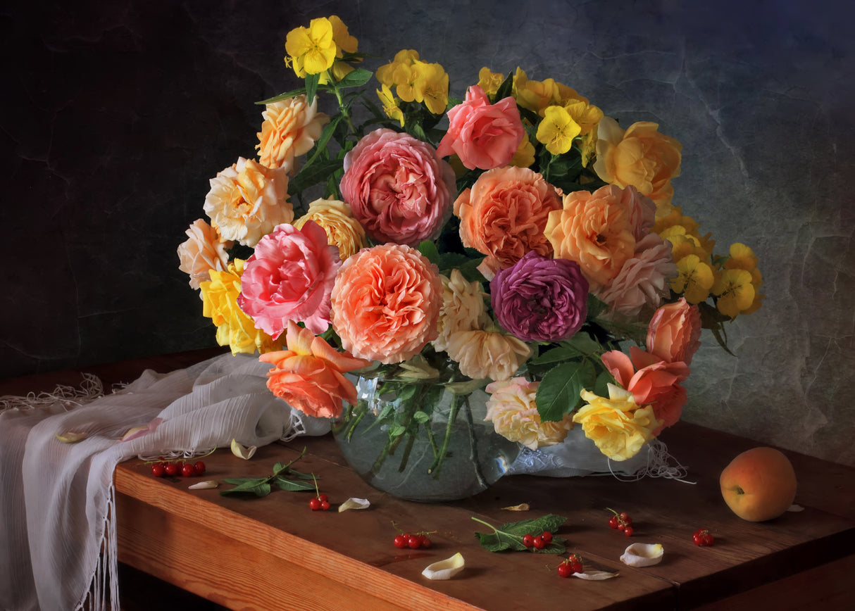 Still life with a bouquet of roses Poster och Canvastavla
